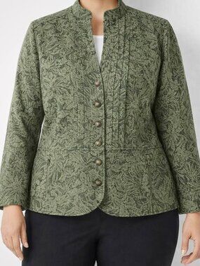 Vintage Preppy Elevated Classic Tweed Academic Floral Green Blazer [size 16]